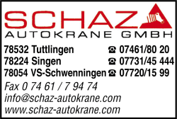Schaz Autokrane GmbH, Tuttlingen, Villingen-Schwenningen, Singen, Autokrane, Gabelstapler, Spezialtransporte Schaz Autokrane GmbH, Tuttlingen, Villingen-Schwenningen, Singen, Autokrane, Gabelstapler, Spezialtransporte