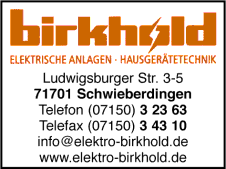 Birkhold, Elektrische Anlagen, Hausgerätetechnik, Elektro-Installationen, Schwieberdingen Birkhold, Elektrische Anlagen, Hausgerätetechnik, Elektro-Installationen, Schwieberdingen