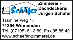 Schfer, Zimmerei, Dachdeckerei, Altbausanierung, Dachfenster, Holzbau, Winnenden