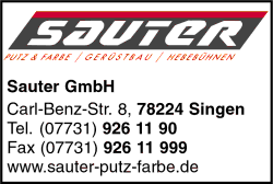 Sauter GmbH, Putz & Farbe, Gerüstbau, Hebebühnen, Singen Sauter GmbH, Putz & Farbe, Gerüstbau, Hebebühnen, Singen