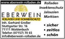 Eberwein, Inh. Gerhard Großer, Waldenbuch, Rolladen, Insenktenschutz, Jalousien, Markisen Eberwein, Inh. Gerhard Großer, Waldenbuch, Rolladen, Insenktenschutz, Jalousien, Markisen