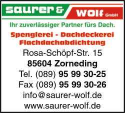 Saurer & Wolf GmbH, Spenglerei, Dachdeckeerei, Flachdachabdichtung, Zorneding