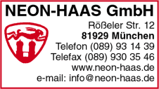 Neon-Haas GmbH, München, Neonanlagen, Lichtwerbeanlagen Neon-Haas GmbH, München, Neonanlagen, Lichtwerbeanlagen