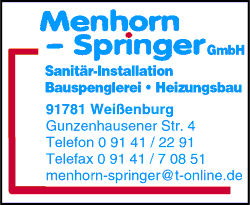 Menhorn - Springer, Sanitre Installationen, Bauspenglerei, Spenglereien, Heizungsanlagen, Weienburg