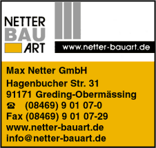 Max Netter GmbH, Greding-Obermässing, Bauträger, Baubiologie, Bauunternehmen