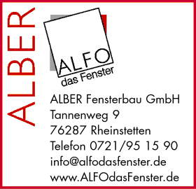 Alber Fensterbau, Fenster und Tren, Holzfenster, Holz-Alu-Fenster, Pfosten/Riegel, Glaselemente, Sonnenschutz, Rolllden, Jalousien, Markisen, Klapp- und Schiebelden