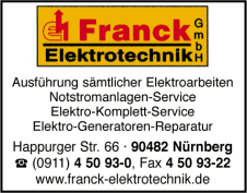 Franck GmbH, Nürmberg, Elektro-Installationm, Notstromanlagen Franck GmbH, Nürmberg, Elektro-Installationm, Notstromanlagen