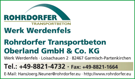 Rohrdorfer Transportbeton Obeerland GmbH & Co. KG, Transportbeton, Kies und Sand, Garmisch-Partenkirchen