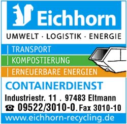 Eichhorn, Umwelt, Logistik, Energie, Transporte, Kompostierung, Erneuerbare Energien, Containerdienst, Entsorgung, Mulden, Müllabfuhr, Bamberg, Eltmann