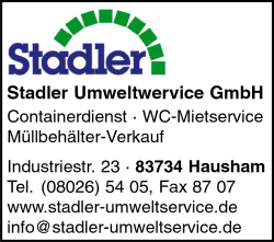 Stadler Umweltservice GmbH, Containerdienst, WC-Mietservice, Mllbehlter-Verkauf