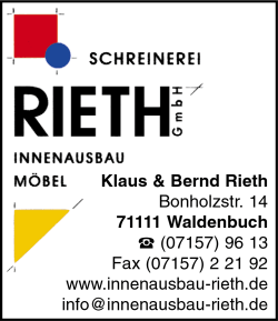 Rieth GmbH, Waldenbuch, Schreinerei, Innenausbau, Möbel, Bäder, Einbau, Böden, Büro, Küchen, Türen, Praxen