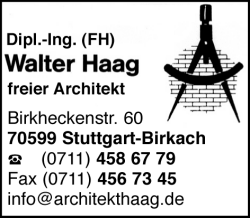 Walter Haag, Freier Architekt, Sachverstndiger fr Bauwesen