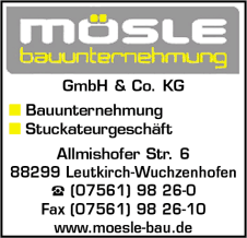Mösle GmbH & Co. KG, Leutkirch-Wuchzenhofen, Bauunternehmen, Stuckateurbetrieb Mösle GmbH & Co. KG, Leutkirch-Wuchzenhofen, Bauunternehmen, Stuckateurbetrieb