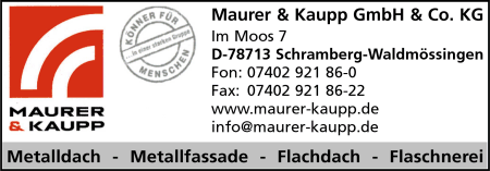 Maurer & Kaupp, Metalldcher, Metallfassaden, Flaschnerarbeiten, Dachsanierung, Flachdachabdichtungen, Edelstahl-Abdichtungen, Coilware und Blechbearbeitung