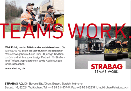 Strabag Teams Work, Asphaltierungen, Bauwerkssanierung, Gußasphalt, Straßenbau, Tiefgaragensanierung, Taufkirchen, München Strabag Teams Work, Asphaltierungen, Bauwerkssanierung, Gußasphalt, Straßenbau, Tiefgaragensanierung, Taufkirchen, München