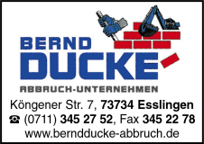 Bernd Ducke, Esslingen, Abbruchunternehmen Bernd Ducke, Esslingen, Abbruchunternehmen