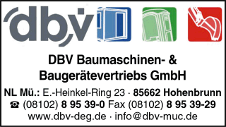 DBV Baumaschinen- & Baugerätevertriebs GmbH, München, Hohenbrunn, Container, Containerverleih, Sanitär-Container, Bürocontainer-Raumzellen, Baumaschinen und -geräte, Toilettenvermietung