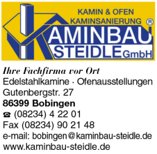Kaminbau Steidle GmbH, Augsburg, Bobingen, Kamin, Ofen, Kaminsanierung, Edelstahlkamine, Ofenaustellungen, Kaminbau, Schornsteinbau