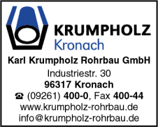 Karl Krumpholz Rohrbau GmbH, Kronach, Rohrleitungsbau