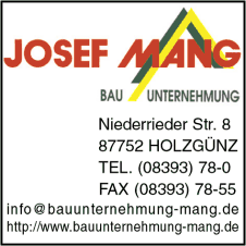 Josef Mang Bauunternehmung, Holzgünz, Bauunternehmen