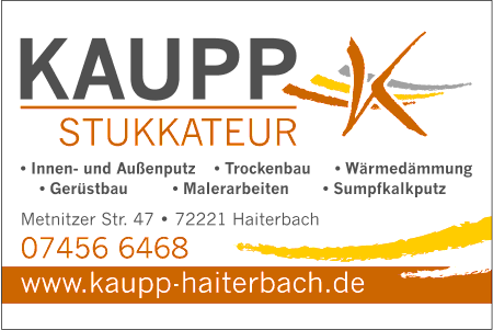 Kaupp Stukkateur, Innenputz, Auenputz, Trockenbau, Sumpfkalkputz, Altbaurenovierung, Farbgestaltung, Oberflchengestaltung, Wrmedmmung, Gerstbau, Fliessestriche