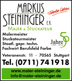 Markus Steininger, Maler, Stuckateur, Bodenbelagsarbeiten, Staatlich geprfter technischer Fachwirt Berufsfeld Farbe, Stuttgart
