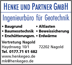 Henke und Partner GmbH, Baugrunduntersuchungen, Baumesstechnik, Erschütterungsmessungen, Altlastenerkundung, Beweissicherung, Geologie, Geotechnik, Sachverständige für Baugrund und Altlasten