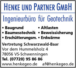 Henke und Partner GmbH, Baugrunduntersuchungen, Baumesstechnik, Erschütterungsmessungen, Altlastenerkundung, Beweissicherung, Geologie, Geotechnik, Sachverständige für Baugrund und Altlasten Henke und Partner GmbH, Baugrunduntersuchungen, Baumesstechnik, Erschütterungsmessungen, Altlastenerkundung, Beweissicherung, Geologie, Geotechnik, Sachverständige für Baugrund und Altlasten