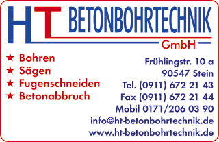 HT Betonbohrtechnik GmbH, Betonbohren, Betonsägen, Fugenschneiden, Betonabbruch, Stein