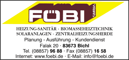 Föbi GmbH, Heizung, Sanitär, Biomassenheiztechnik, Solaranlagen, Zentralheizungsherde, Planung, Ausführung, Kundendienst, Bichl, Holzheizungen