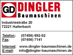 Dingler, Haiterbach, Baumaschinen, Baumaschinenvermietung, Baukranvermietung, Nagold