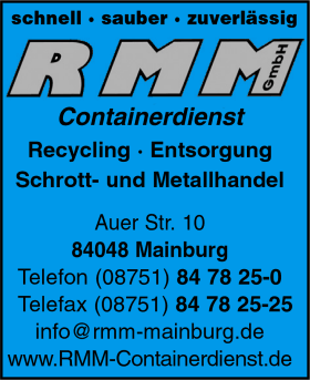 RMM GmbH, Mainburg, Containerdienst, Recycling, Schrotthandel, Metallhandel, Entsorgung, Mainburg