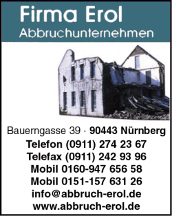 Erol, Abbruchunternehmen, Entkernung, Asbestsanierung, Entsorgung, Recycling, Nürnberg Erol, Abbruchunternehmen, Entkernung, Asbestsanierung, Entsorgung, Recycling, Nürnberg
