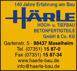 Härle, Hochbau, Tiefbau, Betonfertigteile, Bauunternehmen, Betonwerke, Regenwassernutzungsanlagen, Maselheim Härle, Hochbau, Tiefbau, Betonfertigteile, Bauunternehmen, Betonwerke, Regenwassernutzungsanlagen, Maselheim