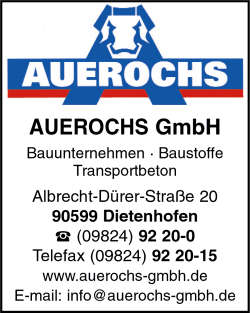 Auerochs GmbH, Bauunternehmen, Transportbeton, Hochbau, Baustoffe, Dietenhofen Auerochs GmbH, Bauunternehmen, Transportbeton, Hochbau, Baustoffe, Dietenhofen