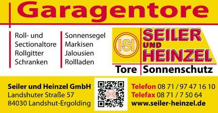 Seiler und Heinzel GmbH, Landshut-Ergolding, Rollladenbau, Rolltore, Sectionaltore, Markisen, Sonnenschutzanlagen, Trantriebe, Torantriebe, Parksysteme, Garagentore, Sectionaltore, Rollgitter, Schranken, Sonnensegel, Jalousien 