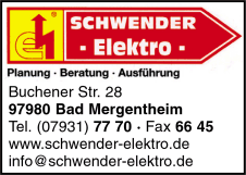 Schwender Elektro, Planung, Beratung, Ausführung, Bad Mergentheim Schwender Elektro, Planung, Beratung, Ausführung, Bad Mergentheim