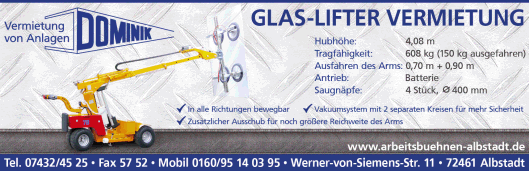 Dominik, Glas-Lifter-Vermietung, Albstadt, Arbeitsbhnen, Hebebhnen