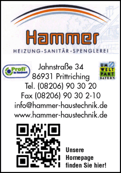 Hammer, Prittriching, Heizungsanlagen, Sanitäre Installationen, Spenglerei, Solaranlagen, Solar-Batteriespeicher, 