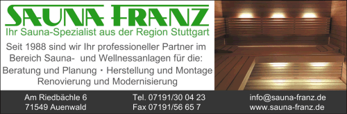 Sauna Franz, Auenwald-Hohnweiler, Modernisieren, Renovieren, Umbau, Reparaturen, Umrüstung, IR-Einbau, Sauna, Sauna-Hersteller, Saunaanlagen, Wellnessanlagen Sauna Franz, Auenwald-Hohnweiler, Modernisieren, Renovieren, Umbau, Reparaturen, Umrüstung, IR-Einbau, Sauna, Sauna-Hersteller, Saunaanlagen, Wellnessanlagen