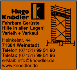 Hugo Knödler GmbH, Fahrbare Gerüste, Rollgerüste, Verkauf, Verleih, Weinstadt Hugo Knödler GmbH, Fahrbare Gerüste, Rollgerüste, Verkauf, Verleih, Weinstadt