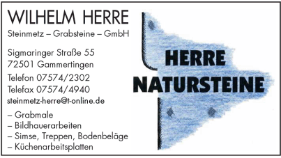 Wilhelm Herre, Steinmetz, Grabsteine, Grabmale, Bildhauerarbeiten, Simse, Treppen, Bodenbeläge, Küchenarbeitsplatten, Gammertingen Wilhelm Herre, Steinmetz, Grabsteine, Grabmale, Bildhauerarbeiten, Simse, Treppen, Bodenbeläge, Küchenarbeitsplatten, Gammertingen