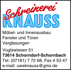 Knauss Schreinerei, Fenster und Türen, Innenausbau, Schorndorf, Schornbach Knauss Schreinerei, Fenster und Türen, Innenausbau, Schorndorf, Schornbach
