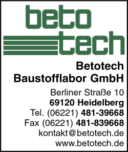 Betotech GmbH, Heidelberg, baustoffprüfungen