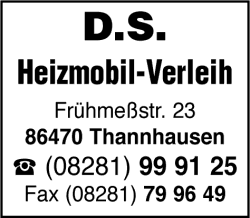 D. S. Heizmobil-Verleih, Bauheizung, Hallenbeheizung, Thannhausen