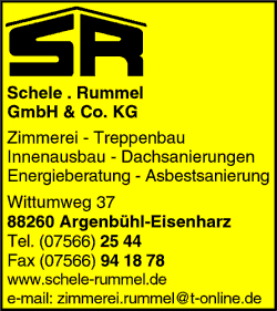 Schele + Rummel GmbH & Co. KG, Argenbühl-Eisenharz, Holzbau, Zimmerei, Treppenbau, Innenausbau, Dachsanierung, Energieberatung, Asbestsanierung, Innenausbau