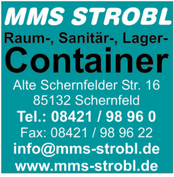 MMS Strobl, Container, Raumcontainer, Sanitärcontainer, Lagercontainer, Bürocontainer, Raumzellen, Toilettenvermietung, Schernfeld, Eichstätt MMS Strobl, Container, Raumcontainer, Sanitärcontainer, Lagercontainer, Bürocontainer, Raumzellen, Toilettenvermietung, Schernfeld, Eichstätt