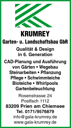 Krumrey, CAD-Planung, Ausführung, Gärten, Wegebau, Steinarbeiten, Pflanzung, Pflege, Schwimmteiche, Bioteiche, Whirlpools, Gartenbeleuchtung, Teichbau, Prien Krumrey, CAD-Planung, Ausführung, Gärten, Wegebau, Steinarbeiten, Pflanzung, Pflege, Schwimmteiche, Bioteiche, Whirlpools, Gartenbeleuchtung, Teichbau, Prien
