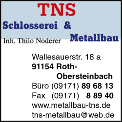 TNS, Schlosserei, Metallbau, Balkongelnder, Fenstergitter, Gelnder, Tore, Treppenbau, berdachungen, Zune, Stahltore und Stahltren, Tren, Roth, Obersteinbach