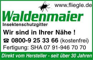 Waldenmaier, Insektenschutz, Insektenschutzfenster, Insektenschutztren, Lichtschachtabdeckungen, Pollenschutzgitter, Sonnenschutz-Verdunklungs-Plissee, Schwbisch Hall